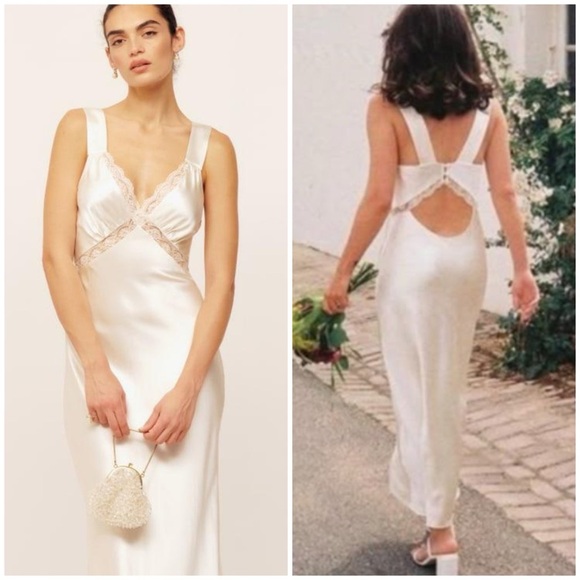 Reformation Dresses & Skirts - Reformation Chania Maxi Cream Silk Dress SZ S